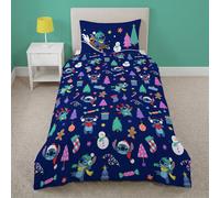 Disney Kids Stitch Christmas Delights Blue Bedding Set - Double