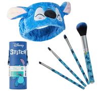 Disney Stitch Makeup Brush Set for Women Fluffy Makeup Headband Eyeshadow Brushes Travel Case Stitch Gifts (Blue)