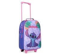 Disney Kids Suitcase - Foldable Trolley Bag 47 x 30cm, 2 Wheels Extendable Handle - Kids Gifts (Blue Stitch)