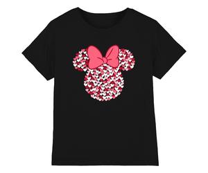 Disney Kids Unisex Childrens/Kids Minnie Mouse Heart Ears Silhouette Valentine`s Day T-Shirt (Black) Cotton - Size 3-4Y