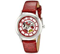 Disney Kids' W000285 Tween Minnie Mouse Glitz Stainless Steel Watch With Red Glitter Band
