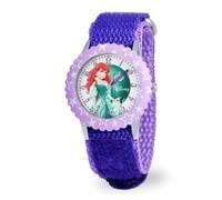 Disney Kids' W000866 Ariel Time Teacher Stainless Steel Watch with Purple Nylon Band