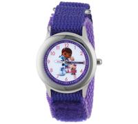 Disney Kids' W000912 Doc McStuffins Stainless Steel Purple Nylon Strap Watch