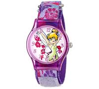 Disney Kids' W001254 Tween Tinker Bell Plastic Watch, Stretch Nylon Strap, Analog Display, Analog Quartz, Purple Watch