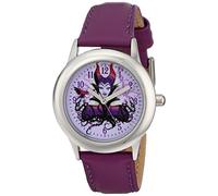 Disney Kids' W001652 Maleficent Stainless Steel Watch with Purple Leather Band