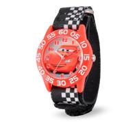 Disney Kids' W001679 Cars Plastic Watch, Black Checkered Nylon Band