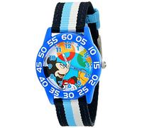 Disney Kids' W001945 Mickey Mouse Analog Blue Watch with Striped Nylon Band