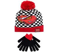 Disney Kids Winter Hat and Gloves Set Cars Red One Size