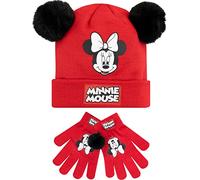 Disney Kids Winter Hat and Gloves Set Minnie Mouse Red One Size