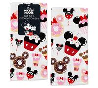 Disney Kitchen Towels - 2-Pack 100% Cotton Kitchen Towels Set - 16" x 26" Soft & Absorbent Dish Towels - Mickey, Minnie & Stitch Designs - Durable, Machine Washable (Mickey & Minnie Sweets)