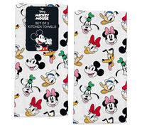 Disney Kitchen Towels - 2-Pack 100% Cotton Kitchen Towels Set - 16" x 26" Soft & Absorbent Dish Towels - Mickey, Minnie & Stitch Designs - Durable, Machine Washable (Mickey & Friends Head Shots)