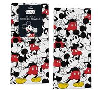 Disney Kitchen Towels - 2-Pack 100% Cotton Kitchen Towels Set - 16" x 26" Soft & Absorbent Dish Towels - Mickey, Minnie & Stitch Designs - Durable, Machine Washable (Mickey Mouse)