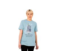 Disney Ladies Cinderella T-Shirt - Light Blue Castle Design with Bibbidi Bobbidi Boo Quote in Soft Cotton | Women's Relaxed Fit Tee (Sizes S-5XL) (UK, Alpha, M, Regular, Regular, Standard, Blue)