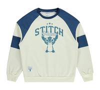 Disney Ladies Lilo and Stitch Fashion Sweatshirt Crewneck with Chenille Patch and Embroidery - Lilo and Stitch Sweatshirt, Blue Ivory, Medium