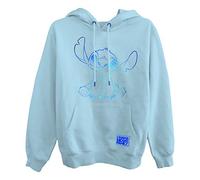 Disney Ladies Lilo and Stitch Sweatshirt - Ladies Classic Lilo and Stitch Hoodie with Foil (Light Blue Foil, X-Large)