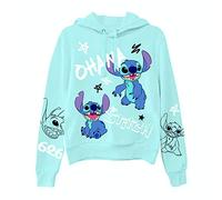 Disney Ladies Lilo and Stitch Sweatshirt - Ladies Classic Lilo and Stitch Hoodie with Sleeve Print (Light Blue FoHoodieil, X-Large)