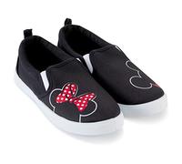 Disney Ladies Mickey and Minnie Shoes - Ladies Classic Mickey and Minnie Mouse Slip On Sneakers Mickey and Minnie Mouse Canvas Slip On Sneakers, Black, 7 UK