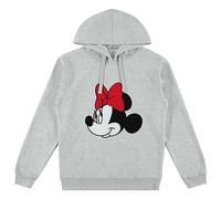 Disney Ladies Mickey Mouse Fashion Hoodie Mickey and Minnie Mouse Classic Crochet Patch Hoodie Sweatshirt, Heather Grey, Medium