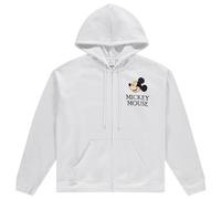 Disney Ladies Mickey Mouse Fashion Hoodie Mickey and Minnie Mouse Classic Zip Up Hoodie Sweatshirt, White, S