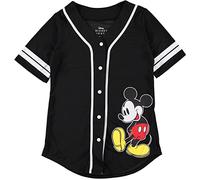 Disney Ladies Mickey Mouse Fashion Shirt - Ladies Classic Mickey Mouse Clothing Mickey Mouse Baseball Jersey Tee (Black Baseball, Small)