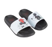 Disney Ladies Minnie and Mickey Slides - Ladies Classic Mickey and Minnie Mouse Slide Sandals Mickey & Minnie Mouse Slip On Slides, White, 6 UK