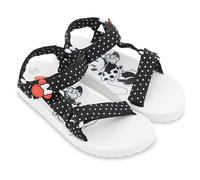 Disney Ladies Minnie Mouse Strap Sandals - Ladies Classic Minnie Mouse Double Strap Sandals Slip On Sandal Shoes, White Black, 7-8