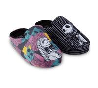 Disney Ladies Nightmare Before Christmas Slippers - Ladies Classic Jack Skellington Slip On House Slippers Slip On Slides Shoes, Black, 7-8