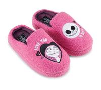 Disney Ladies Nightmare Before Christmas Slippers - Ladies Classic Jack Skellington Slip On House Slippers Slip On Slides Shoes, Pink, 5-6