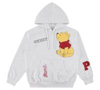 Disney Ladies Winnie the Pooh Fashion Sweatshirt Multi Hit Zip Hoodie - Winnie the Pooh Sweatshirt, White, Large