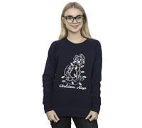 Disney Women's Lady and The Tramp Christmas Hugs Sweatshirt Navy Blue Medium