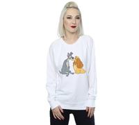 Disney Lady And The Tramp Distressed Kiss Sweatshirt In White