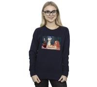 Disney Women's Lady & The Tramp Spaghetti Photo Sweatshirt in Navy | Size: 2XL Disney Navy 2XL