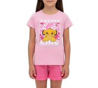 Disney Le Roi Leon Girls 'Simba' Pyjamas 2 Piece Set T-Shirt and Shorts Sizes 4-10 Years, Pink, 8 Years