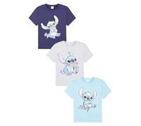 Disney Lilo and Stitch 3 Pack Girls T-Shirts Multipack (8-9 Years) Blue