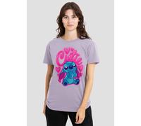 Disney Women's Lilo & Stitch Airbrush Cutie Classic T-Shirt, Soft Lavendar in Lavender | Size: Medium Disney Lavender M