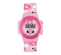 Disney Lilo and Stitch Angel Pink Digital Quartz Tropical Silicone Strap Watch LAS4141ARG