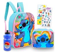 Disney Lilo and Stitch Backpack with Lunch Bag for Girls - Bundle with Backpack, Lunch Box, Water Bottle, Stickers, More | Stitch School Bag Set for Kids, Multicolor, Lilo & Stitch Kids Backpack