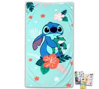 Disney Lilo and Stitch Beach Towel for Kids - Bundle with 27" x 54" Stitch Microfiber Pool Towel Plus Stickers, Tattoos, More | Lilo and Stitch Beach Towel Set