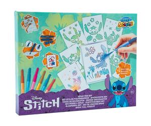 Disney Lilo and Stitch Blow Pens for Kids - x 7 Blowpens and 6 Stencils - Blo Pens Airbrush Art for Colouring, Mess Free Markers, Craft Set for Girls and Boys 3+ - Birthday Gifts for Girls Age 6 7 8