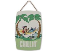 Disney Lilo and Stitch Chillin' Hammock Hanging Wood Wall Decor | Cute Stitch Sign for Home Decorating
