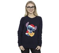 Disney Women's Lilo & Stitch Christmas Love Biscuit Sweatshirt in Navy | Size: Large Disney Navy L