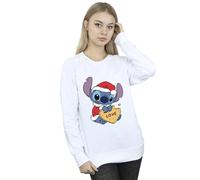 Disney Women's Lilo & Stitch Christmas Love Biscuit Sweatshirt in White | Size: Large Disney White L