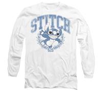 Disney Lilo and Stitch College Unisex Long Sleeve T Shirt, White, Large