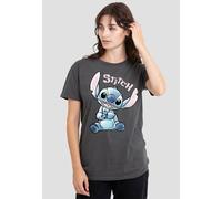 Disney Women's Lilo and Stitch Colour Me Happy Classic T Shirt, Charcoal, S