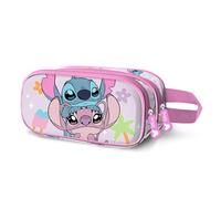 Disney Lilo and Stitch Couple-3D Double Pencil Case, Pink, 22 x 10 cm