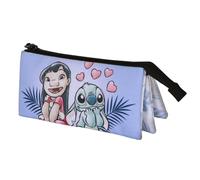 Disney Lilo and Stitch Couple-Triple Pencil Case, Lilac, 23 x 11 cm