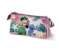 Disney Lilo and Stitch Couple-Triple Pencil Case, Multi-Colour