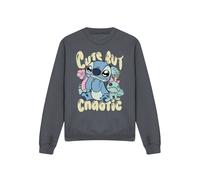 Disney Lilo And Stitch Cute But Chaotic Adults Crew Sweatshirt, Charcoal Charcoal L