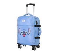 Disney Lilo and Stitch Face-4-Wheel Cabin Suitcase, Blue, 20 x 35 x 55 cm, Capacity 30 L