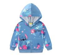 Disney Lilo and Stitch Girls Big Kids Full Zip Hoodie, blue, 6